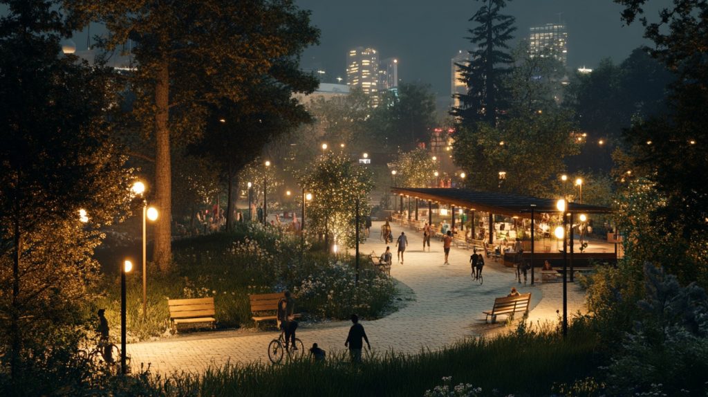 _A_realistic_urban_forest_at_night_softly_